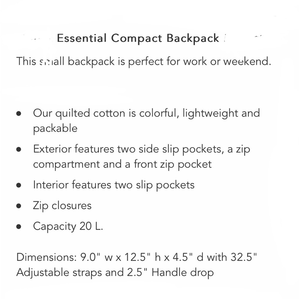 NWT Vera Bradley Essential Compact Backpack Lisbon Medallion Pattern